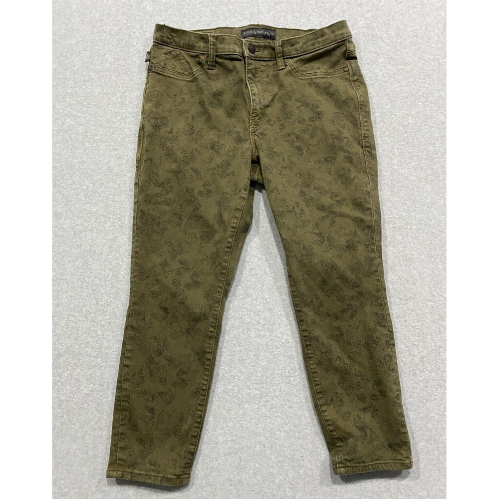 ROCK & REPUBLIC Women's Jeans Pants Kashmiere Green w/Light Camo Sz 14 Cropped